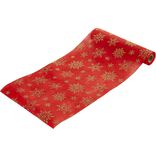 Chemin de table Rouge Flocons dor&eacute;s