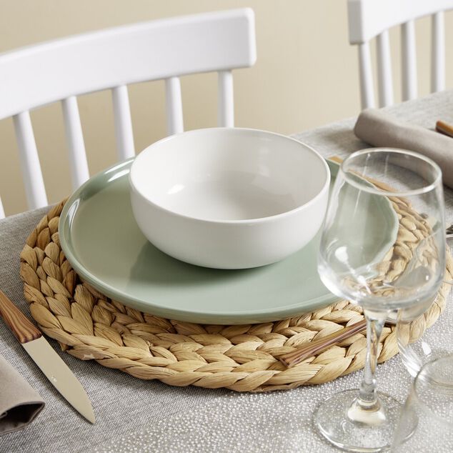 Assiette plate Oslo en gr&egrave;s vert &Oslash;27cm