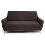 Prot&egrave;ge canap&eacute; extensible 2 places L145-185cm effet laine boucl&eacute;e gris fonc&eacute;