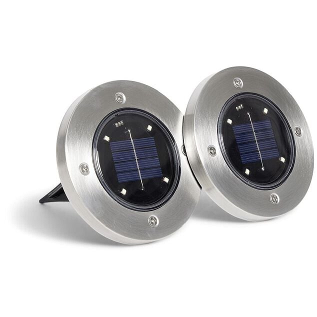 Spot solaire encastrable LED blanc froid &agrave; planter x2