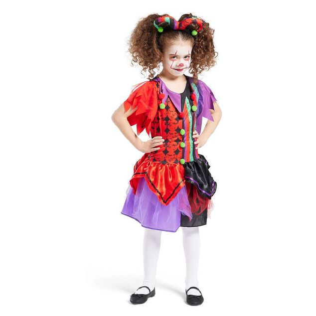 D&eacute;guisement enfant clown serre-t&ecirc;te et robe 7/10 ans