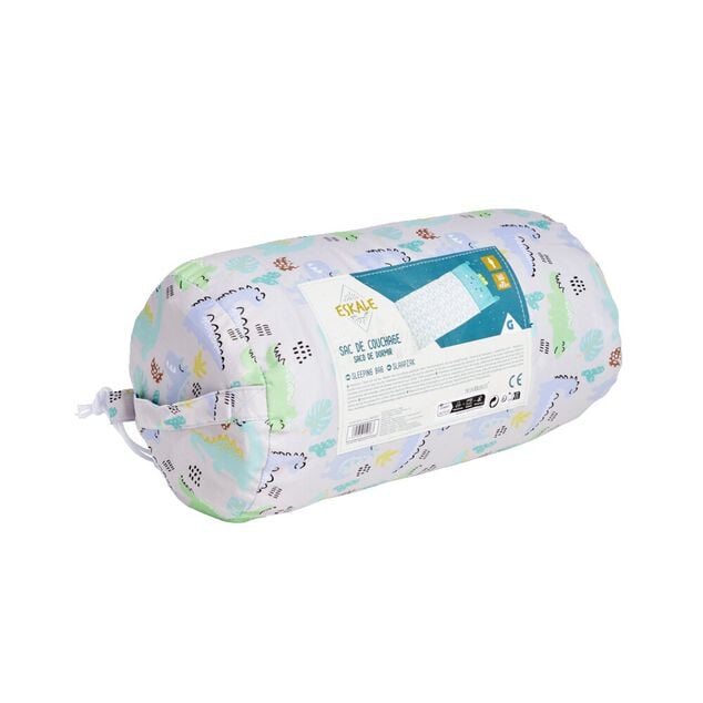 Sac de couchage enfant motif dinosaure vert 70x160cm