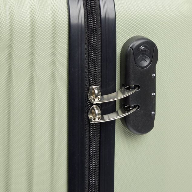 Valise rigide 50L trolley 4 roulettes plastique ABS vert 39,5x24xH60,5cm