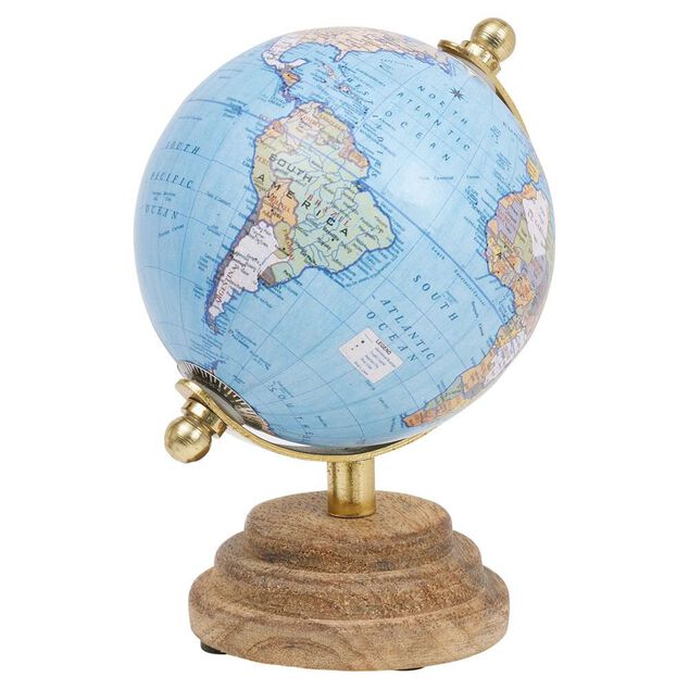 Globe terrestre d&eacute;co en bois