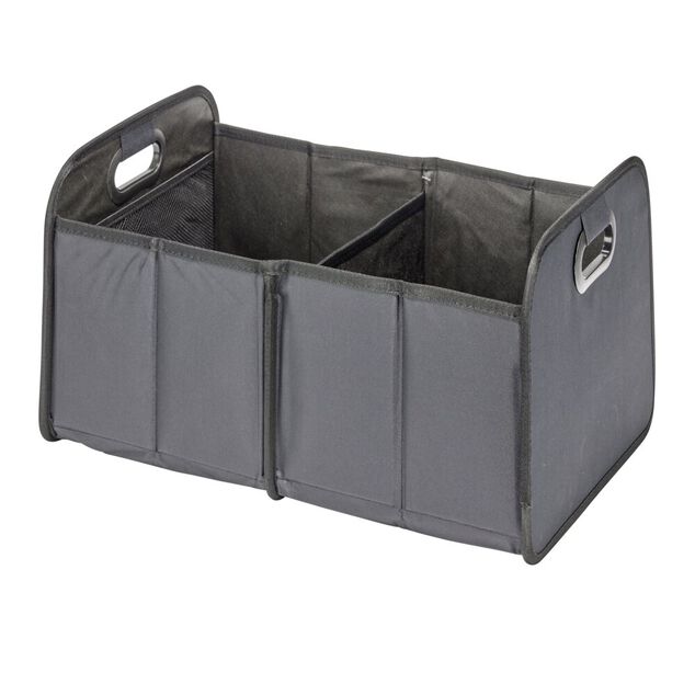 Pani&egrave;re de rangement r&eacute;tractable 2 compartiments polyester noir 50x32xH27cm