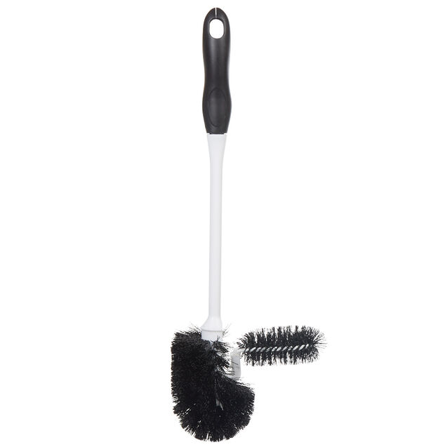 Brosse WC avec brossette int&eacute;gr&eacute;e et manche d&eacute;tachable