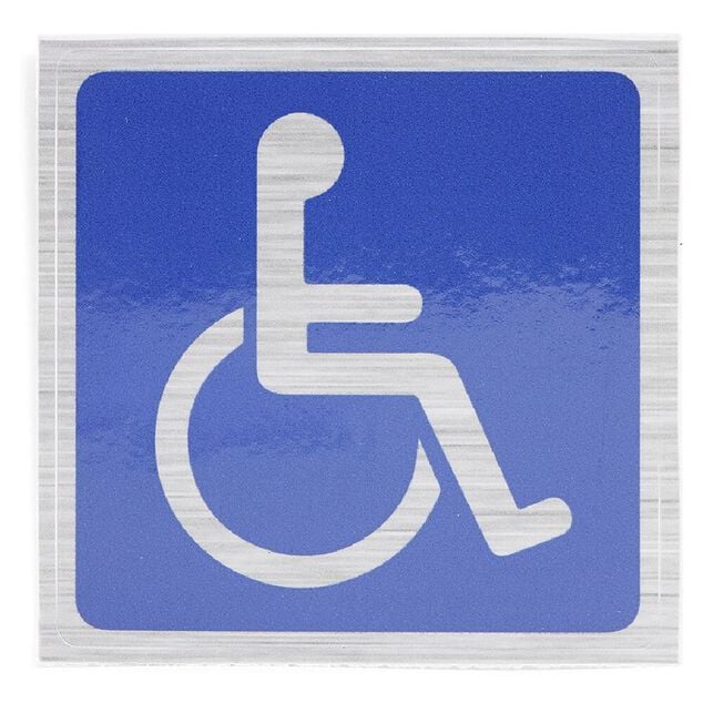 Signal&eacute;tique adh&eacute;sive "Handicap&eacute; &agrave; mobilit&eacute; r&eacute;duite" - 8x8 cm
