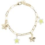 Bracelet cha&icirc;ne avec charms fleur m&eacute;tal dor&eacute; L11cm