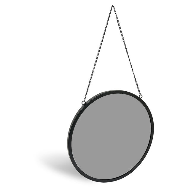 Miroir rond m&eacute;tal noir &Oslash;30cm