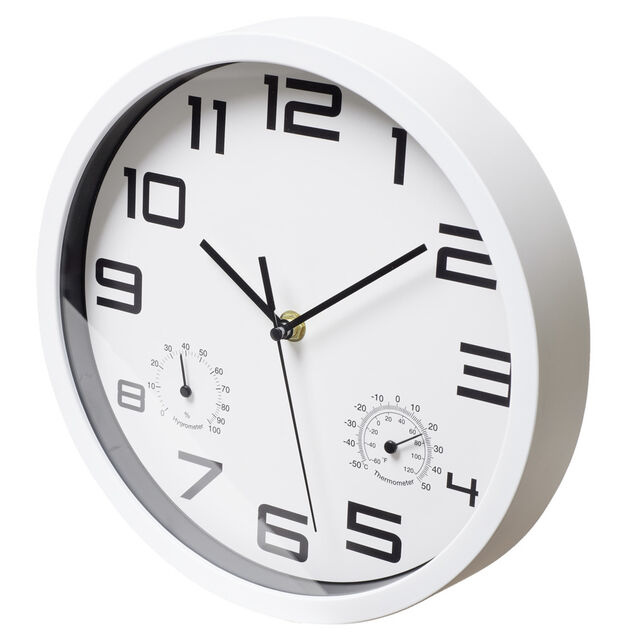 Horloge murale ronde plastique noir et blanc Ø25cm (2 modèles)