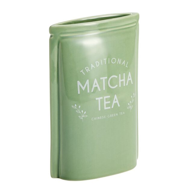 Vase c&eacute;ramique forme pochette 13,5x6,5xH20cm (2 mod&egrave;les matcha ou cacao)