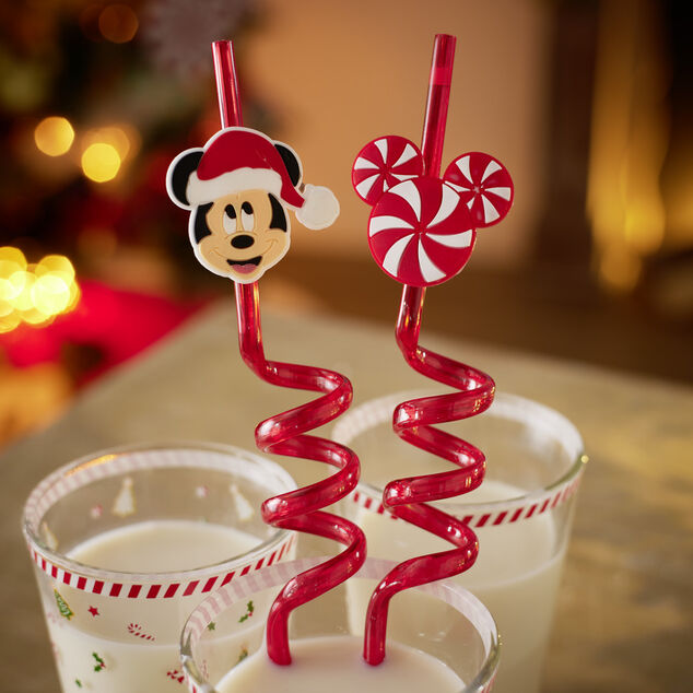 Lot de 4 pailles Disney spirale plastique r&eacute;utilisable rouge L26,5cm