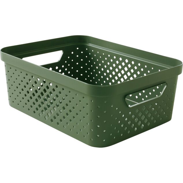Panier de rangement plastique vert 35x26,5xH13cm