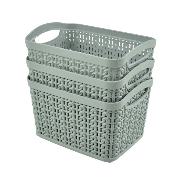 Lot de 3 pani&egrave;res de rangement polypropyl&egrave;ne 16,5x16,5cm