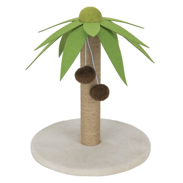 Griffoir pour chat 2 pompons grattoir forme palmier vert &Oslash;34xH41cm