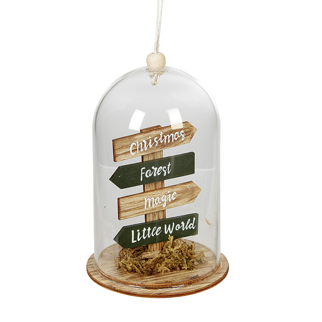 Décoration de Noël sous cloche 4 panneaux avec inscription