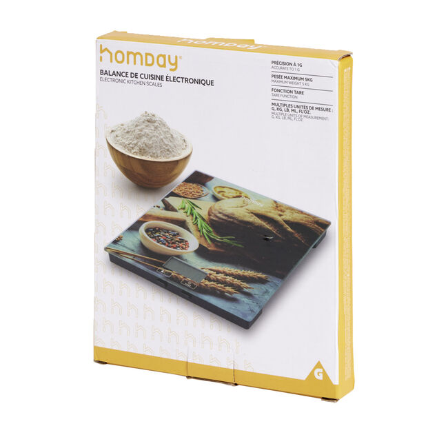 Balance de cuisine LCD 5kg &agrave; motifs 18x21cm