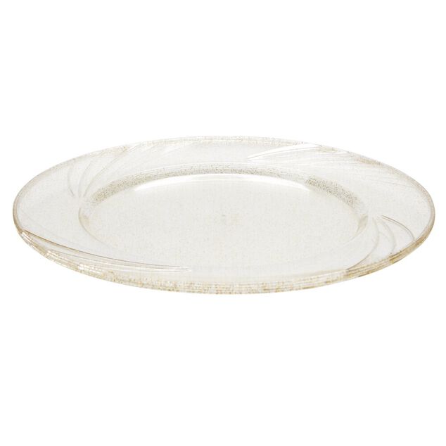 Assiette plastique r&eacute;utilisable x4 paillet&eacute;e dor&eacute;e &Oslash;26cm