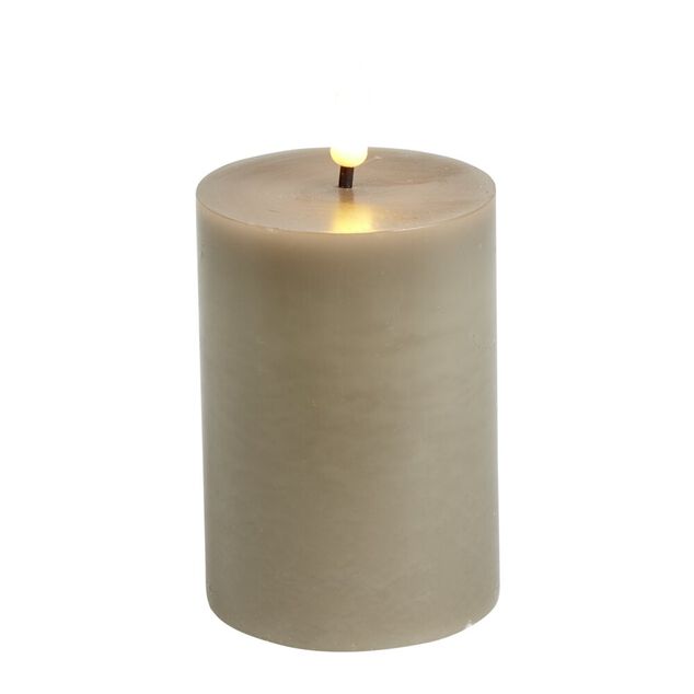 Bougie pilier &agrave; LED grise &Oslash;7xH10cm