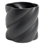 Vase en c&eacute;ramique noir forme spirale &Oslash;10xH13cm