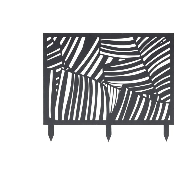 Bordure de jardin m&eacute;tal design feuillage ajour&eacute; noir 50xH41,5 cm