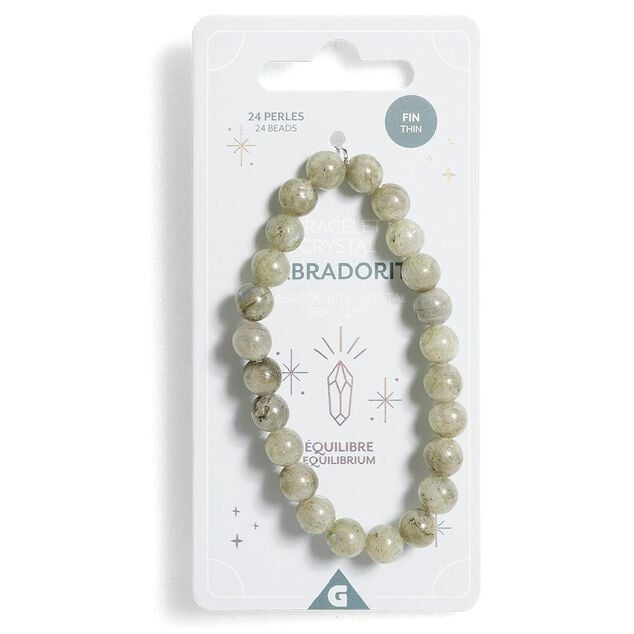 Bracelet crystal fin 24 perles labradorite vert - &Eacute;quilibre