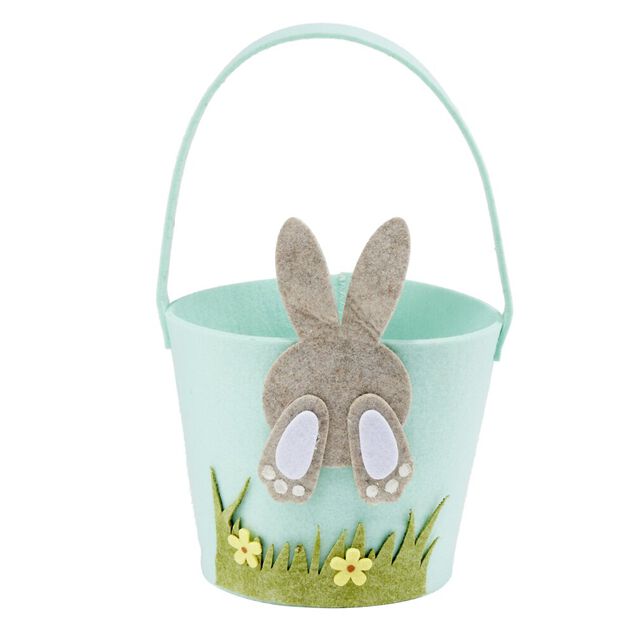 Panier d&eacute;cor P&acirc;ques feutrine &Oslash;13xH14,5cm (4 mod&egrave;les)