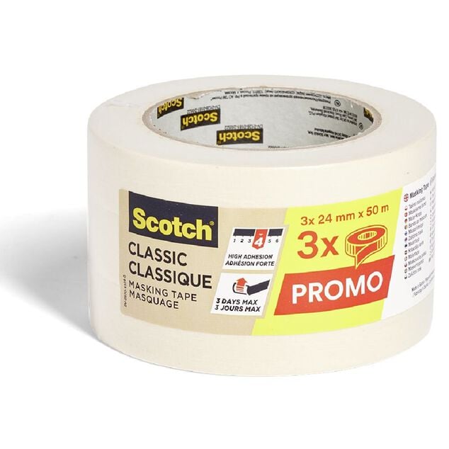 Lot de 3 rubans de masquage classic 24mm L50m