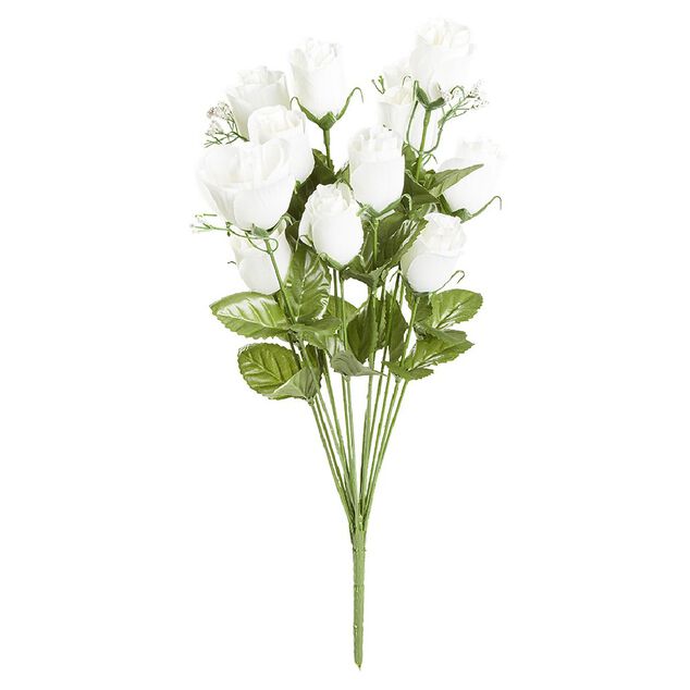 Bouquet de Roses et Gypsophil blanc en poly&eacute;thyl&egrave;ne