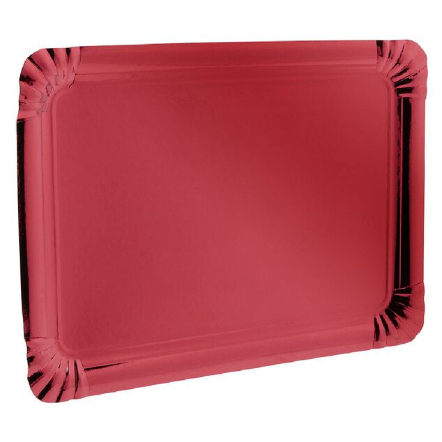 Plateau rectangulaire en carton rouge x5
