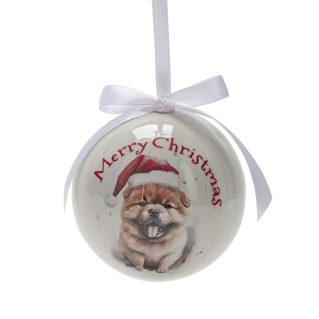 Boule de No&euml;l motif animal mignon avec ruban blanc &Oslash;8cm (4 mod&egrave;les)