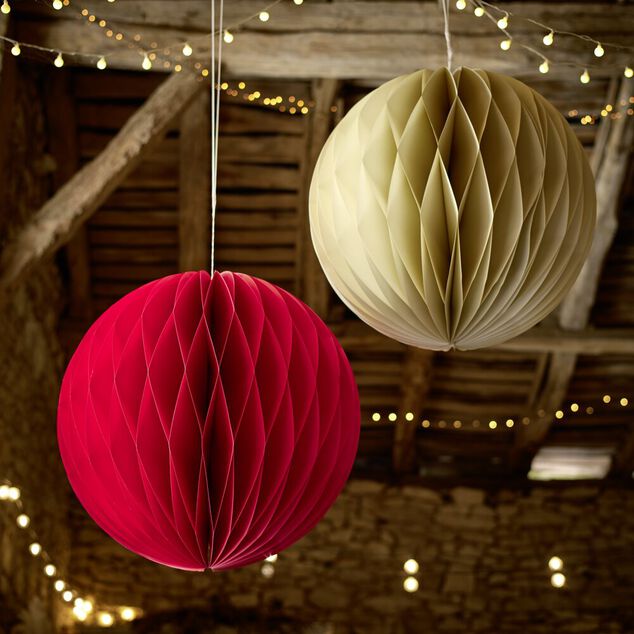 Boule de Noël en papier XL à suspendre Ø60xH60cm (2 modèles)