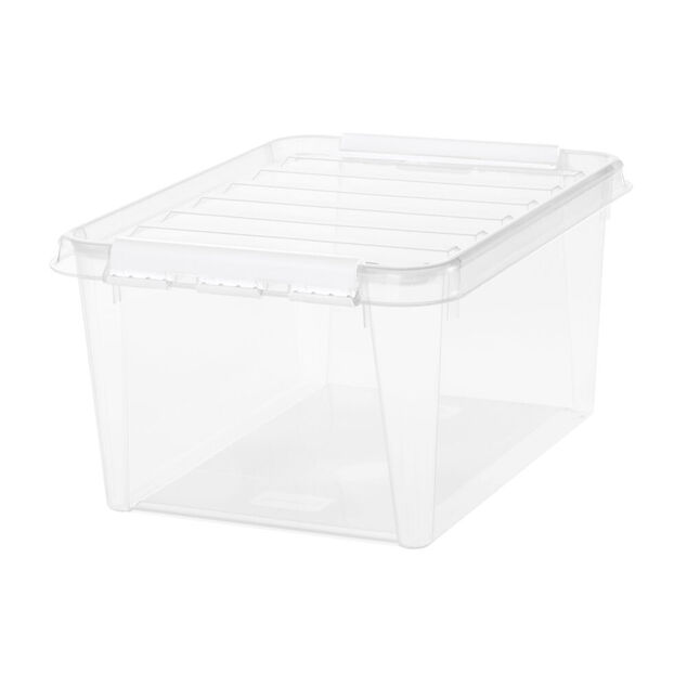 Bo&icirc;te de rangement en plastique transparent 32L
