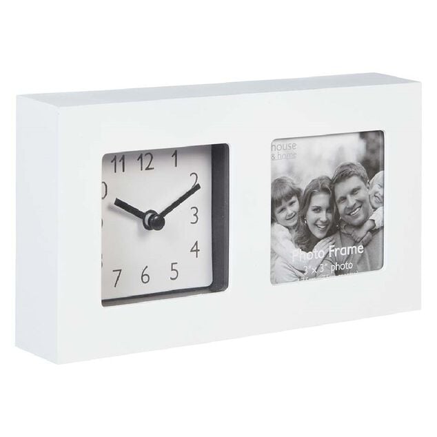 Horloge avec cadre photo &agrave; poser 10.5x19.5cm (2 mod&egrave;les)