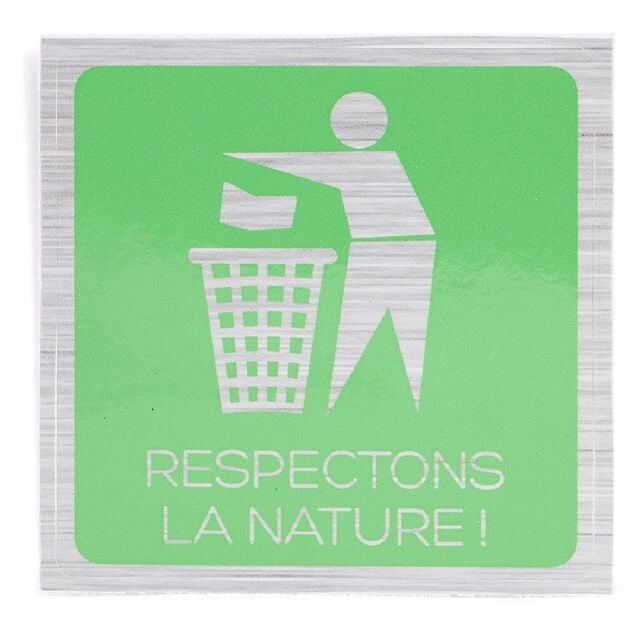Signal&eacute;tique adh&eacute;sive "Respectons la nature" - 8x8 cm