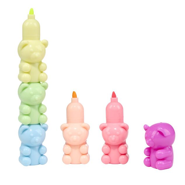 Mini surligneur pastel ourson superposable x5