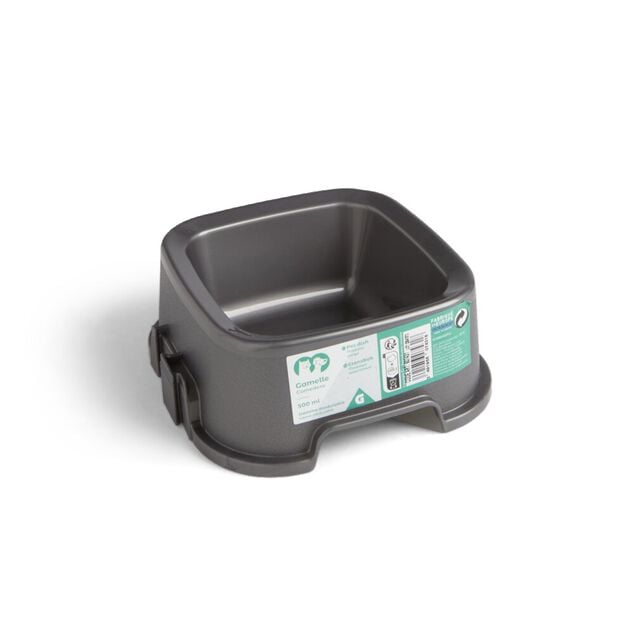 Gamelle carrée grise 500ml - plastique 16,6x16,6xH6,5cm