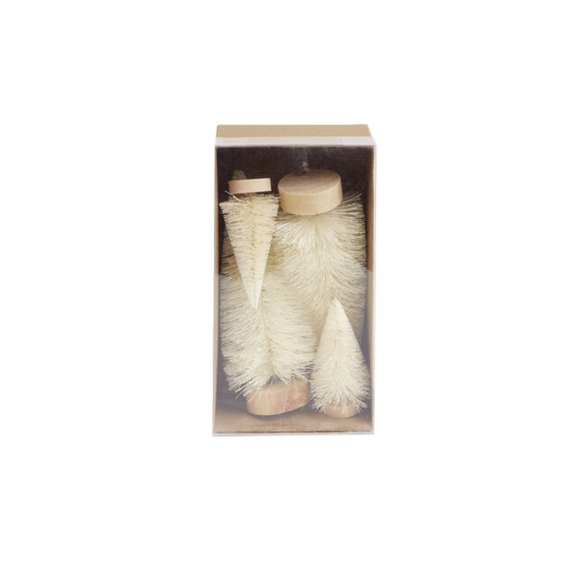 Lot de 4 mini sapins d&eacute;coratifs - 2 mod&egrave;les vert ou blanc