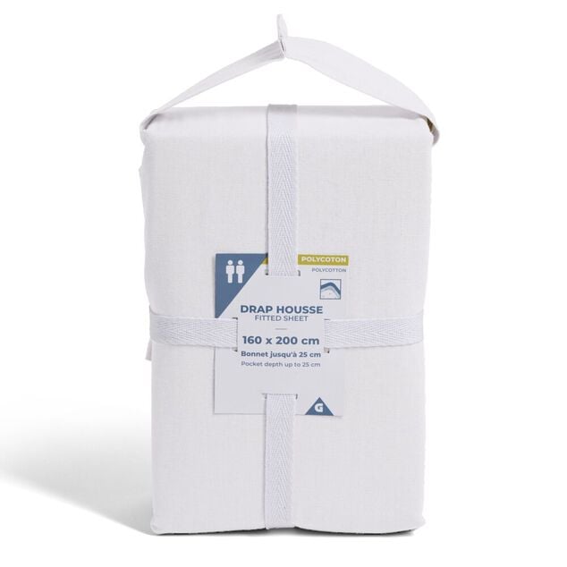Drap housse 160x200cm polycoton blanc