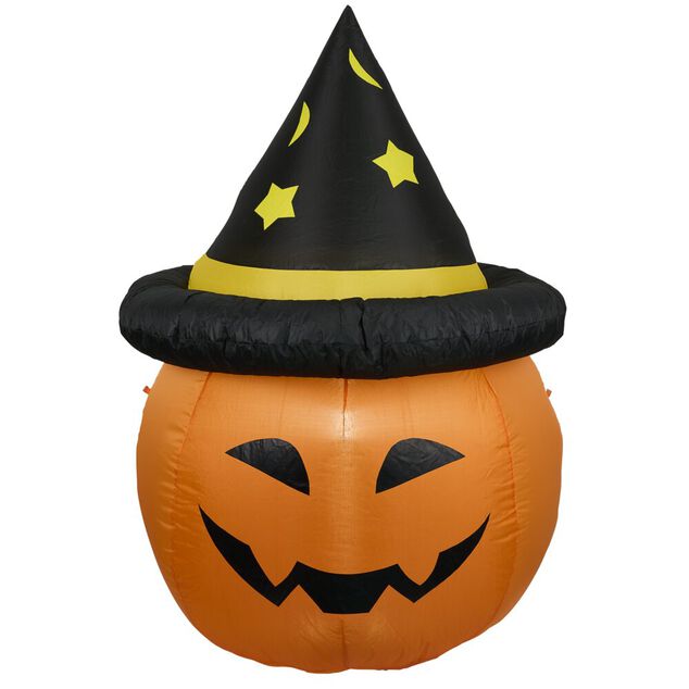 D&eacute;coration Halloween citrouille gonflable &agrave; LED blanc froid