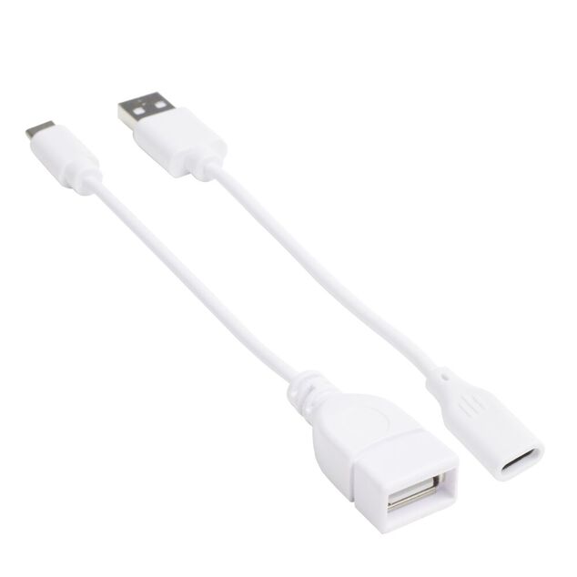 Adaptateur USBA-USBC plastique blanc L15cm 2 c&acirc;bles