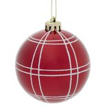 Boule Noël quadrillage blanc ou rouge Ø8cm (3 modèles)
