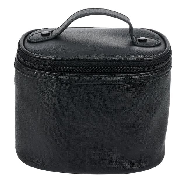 Trousse de toilette noire à pompons 17x12xH14cm