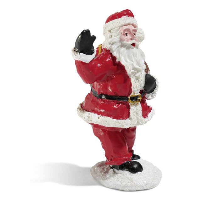 Père Noël avec hotte rouge blanc noir en résine