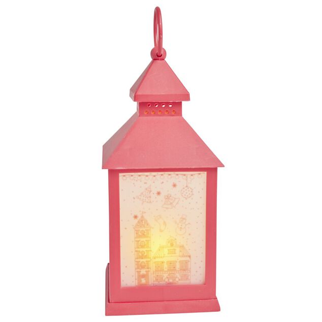 Lanterne rouge lumineuse 1LED blanc chaud H23cm