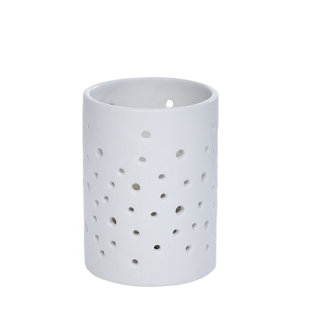Bougeoir LED c&eacute;ramique ajour&eacute; noir &Oslash;7,8xH10,5cm