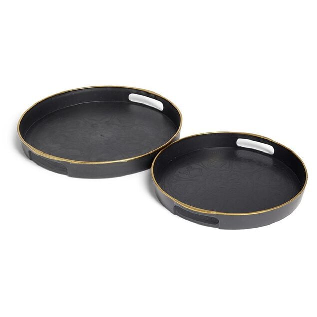Lot de 2 plateaux &Oslash;29cm et &Oslash;36cm plastique noir