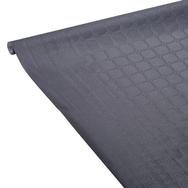 Nappe damass&eacute;e noire en papier 6 m