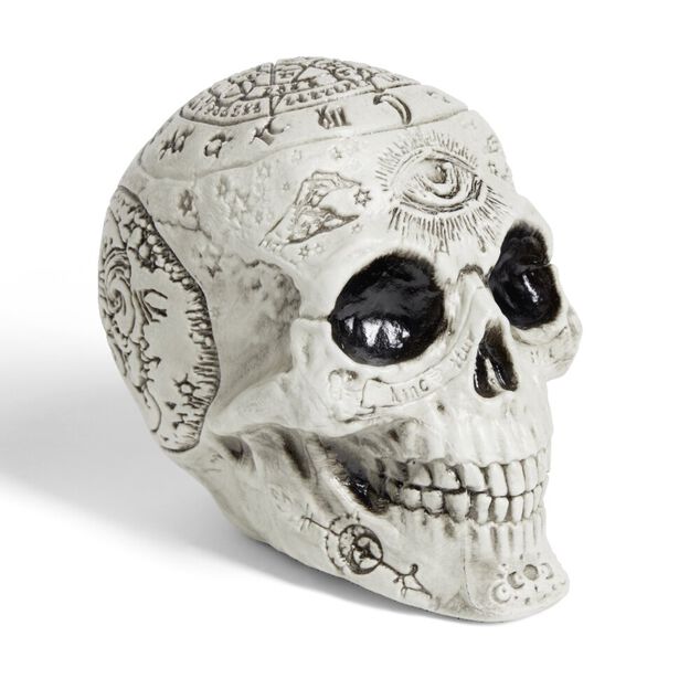D&eacute;coration Halloween Spirit t&ecirc;te de mort &agrave; poser 15x11xH15cm