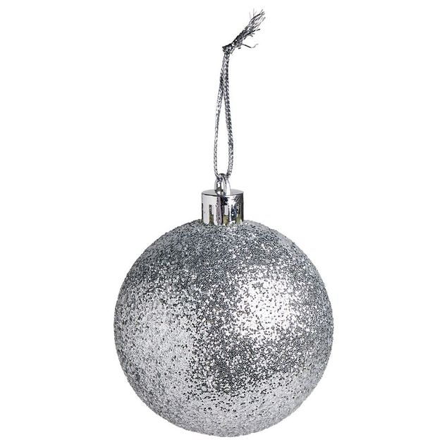 Boule de No&euml;l paillette argent&eacute; &Oslash;6cm x3